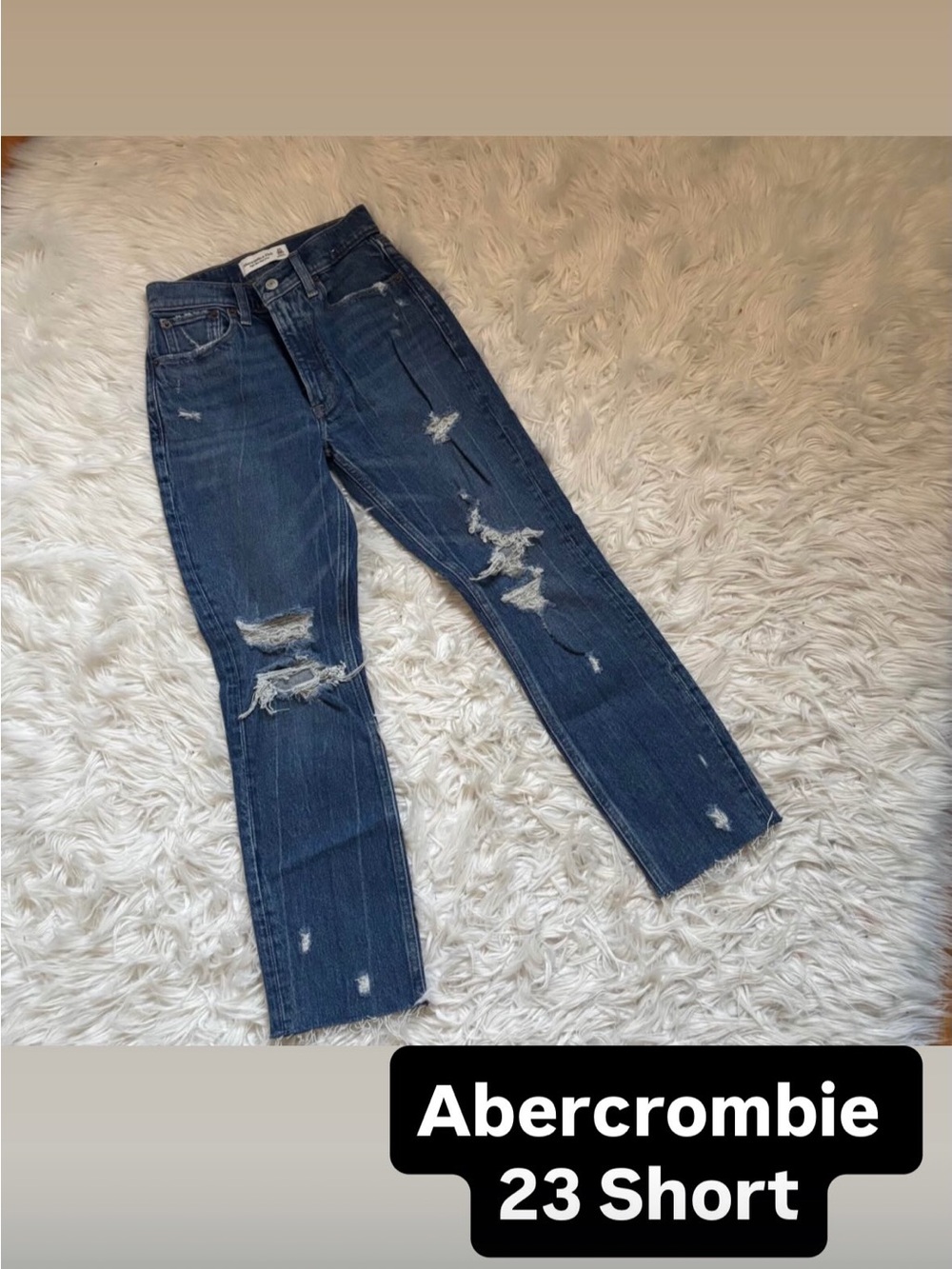 Abercrombie & Fitch Distressed Dark Blue Straight Leg Jeans